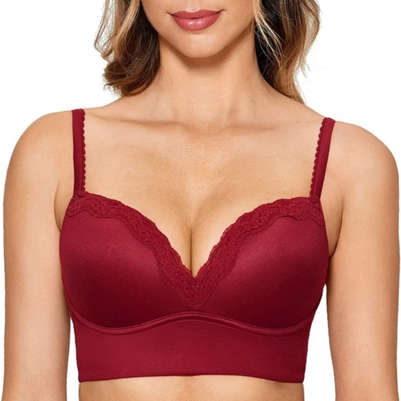 🆕 Push Up Bra Wireless Padded No Underwire Bralettes Lace Plunge Bras